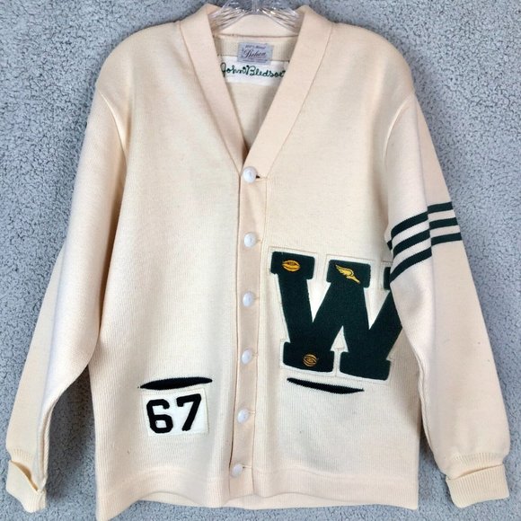 Dehen Other - VTG Dehen Wool Varsity Cardigan Patch John Size Medium Has 1960s Letterman Thick